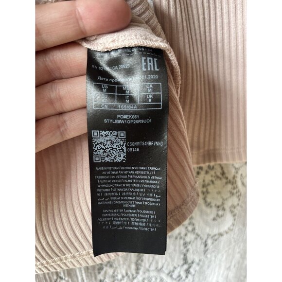 Guess Light‎ Pink Ribbed Open Back Shirt Women's Size Medium - Picture 7 of 7